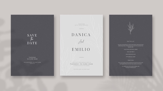 Vector simple and elegant wedding card template