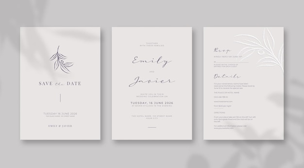 Vector simple and elegant wedding card template