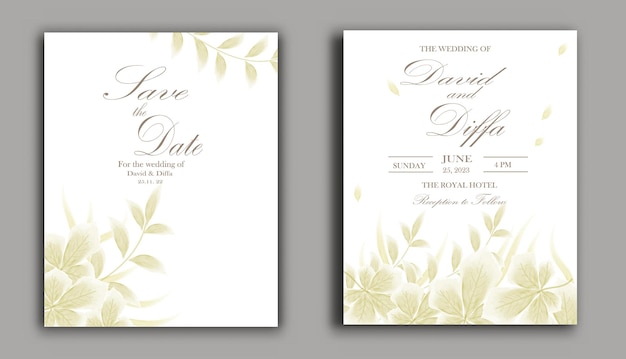 simple and elegant wedding invitation with watercolor elements