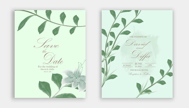 simple and elegant wedding invitation with watercolor elements