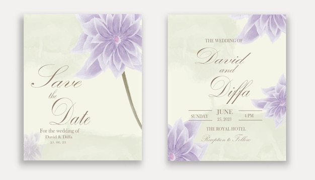 simple and elegant wedding invitation with watercolor elements