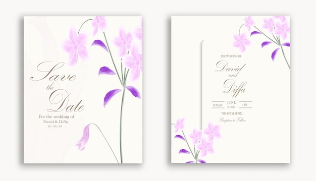 simple and elegant wedding invitation with watercolor elements