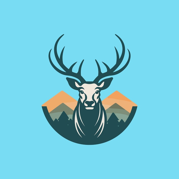 Vector a simple elk logo on blue pastel background