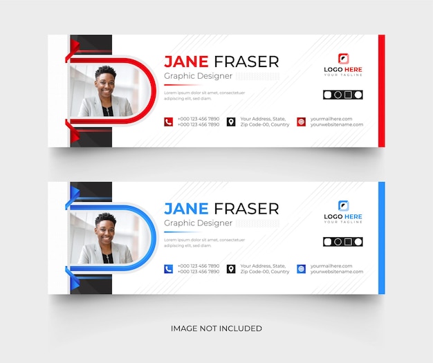 Simple email signature template or email footer and social media cover template set