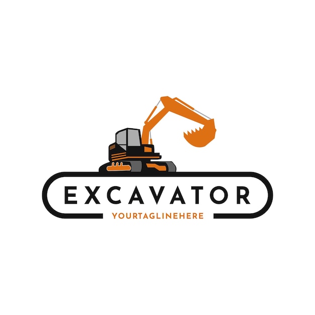 Simple excavator construction vector logo design idea