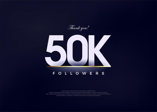 Simple and fancy design greeting to 50k followers premium vector background for achievement celebration design