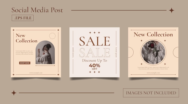 Simple Fashion Sale Social Media Banner Post Template Collection