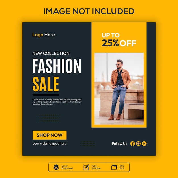 Simple fashion sale social media post design template for instagram post