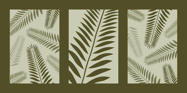 Simple fern triptych Vector illustration