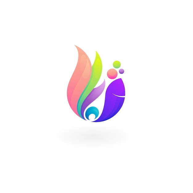 Simple fish logo and 3d colorful style Modern design template