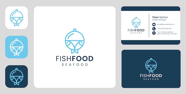 Simple fish logo with stationary template