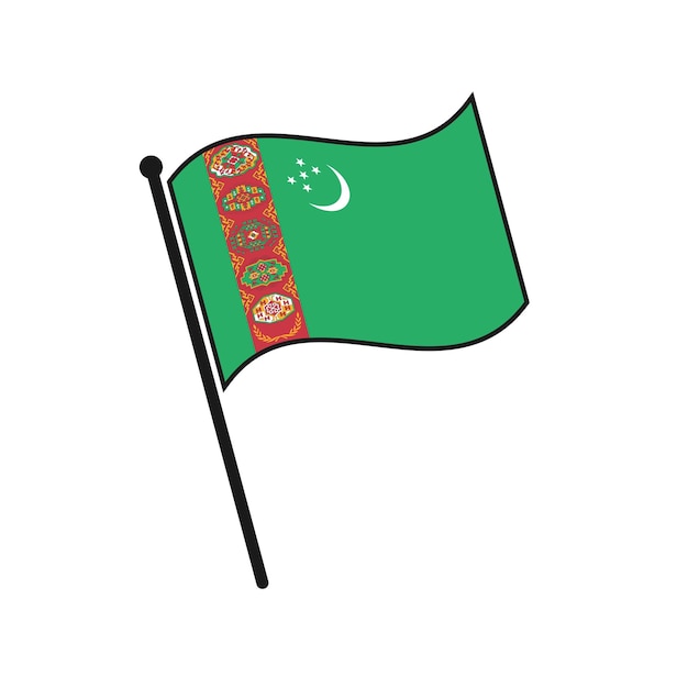 Simple flag Turkmenistan icon isolated on white background