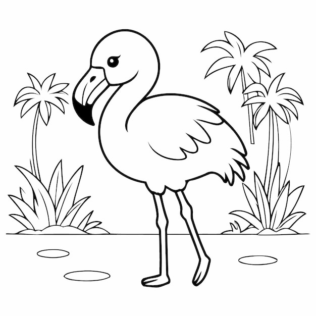 Vector simple flamingo illustration for kids page