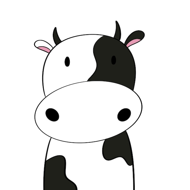 Vector simple flat animal character nursery wall art children illustration cute little cow