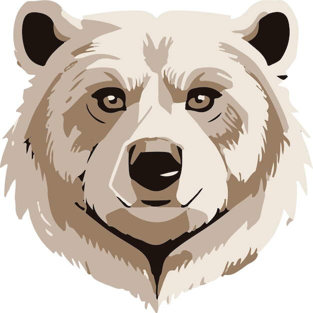 Простая векторная иллюстрация плоского дизайна лица белого белого медведя на белом фоне