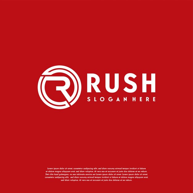 Simple Flat 디자인 R 초기 로고, Rush 로고 심볼