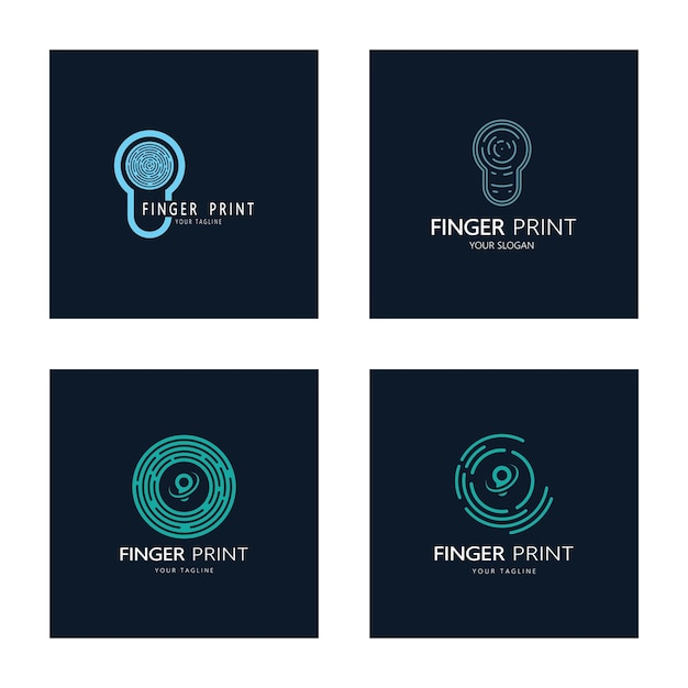 Простой плоский логотип отпечатков пальцевдля безопасностиидентификациязначокэмблемавизитная карточкацифровойвектор