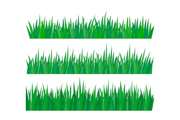 Vector simple flat green grass collection