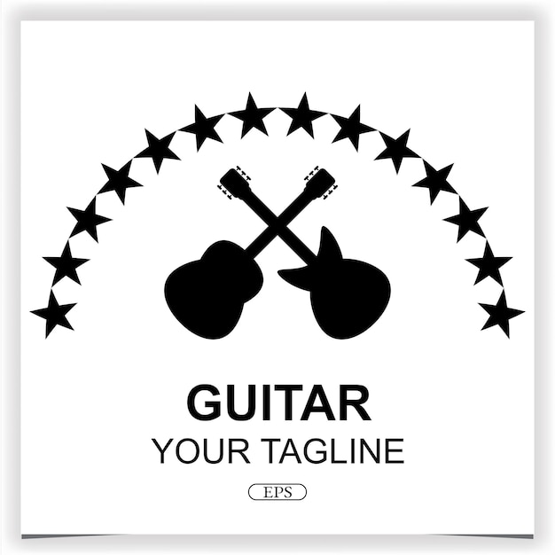 Simple flat guitar logo premium elegant template vector eps 10