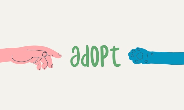 Simple flat illustration calling for animal adoption from the shelter