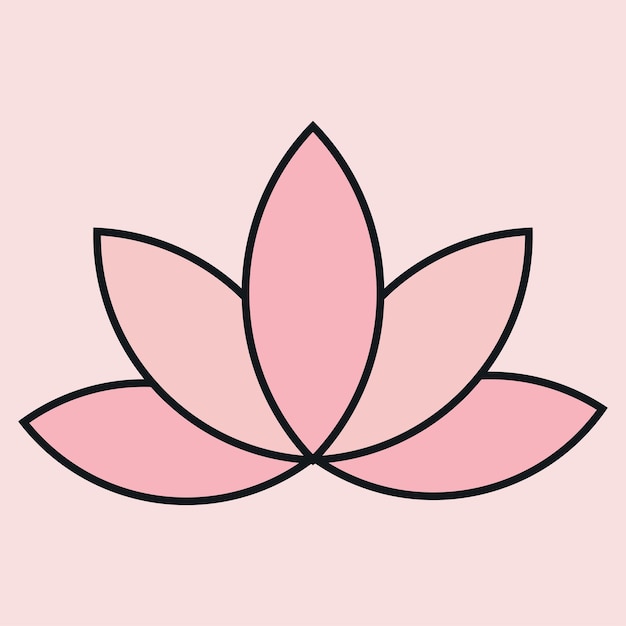 Simple flat illustration of pink lotus flower Vector illustration