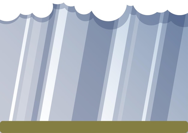 Simple flat illustration of white clouds and streaks of rain