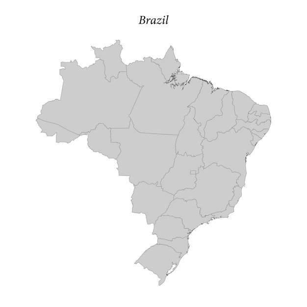 Simple flat Map of Brazil with district borders
