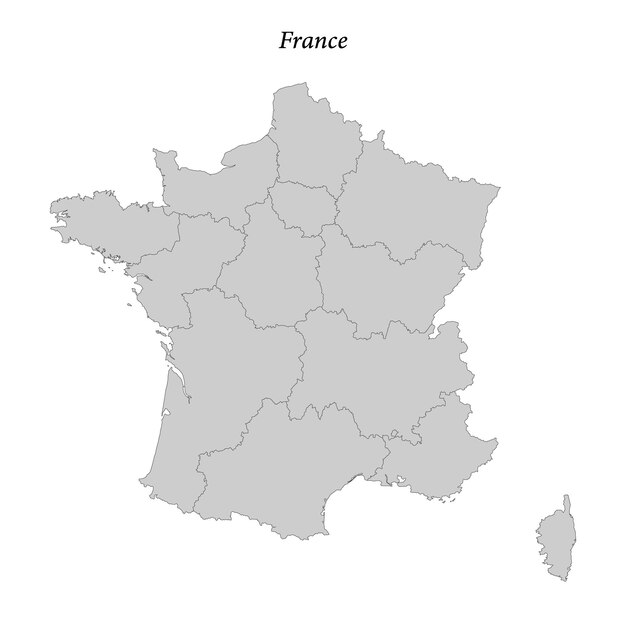 ベクトル フランスの単純な平坦な地図と地区の境界線