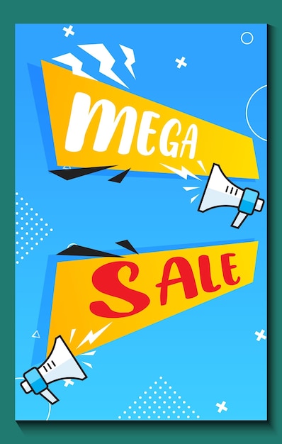 Vector simple flat mega sale with speaker toa megaphone background