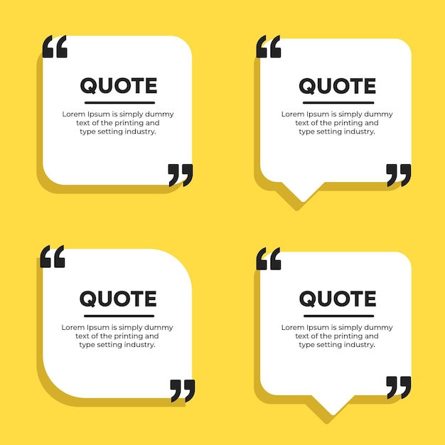 Simple flat quote chat boxes frame with quote marks template vector illustration