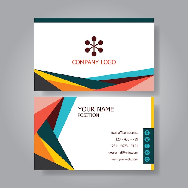 Simple flat retro modern colorful business card