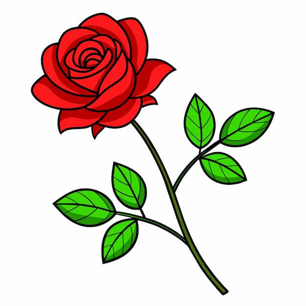 Vector simple flat rose artwork