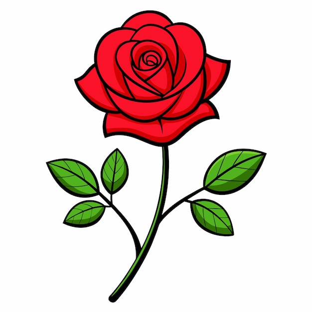 Vector simple flat rose artwork