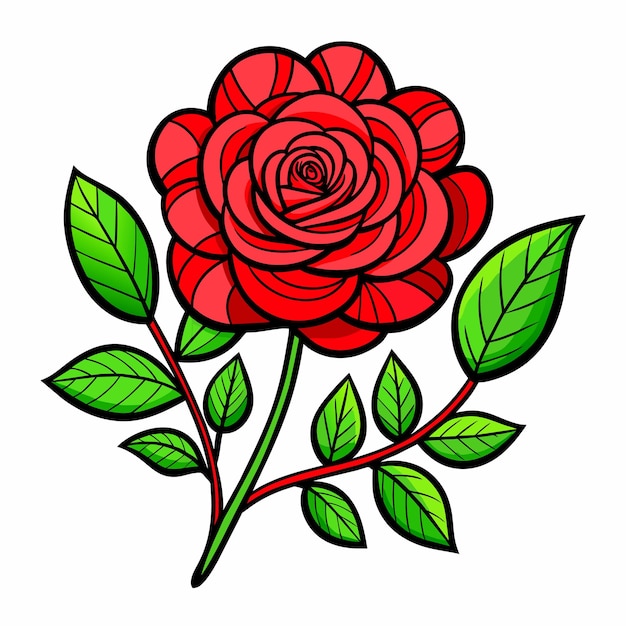 Vector simple flat rose artwork