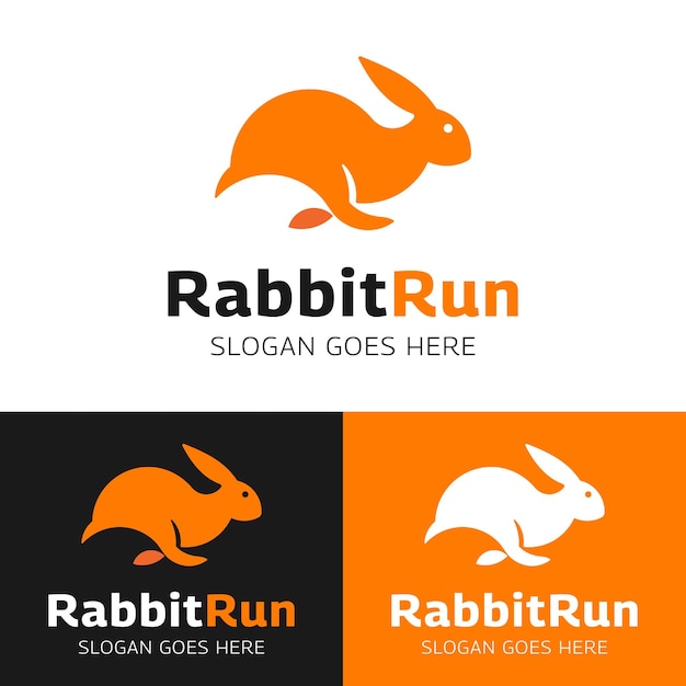 Шаблон дизайна логотипа Simple Flat Running Rabbit