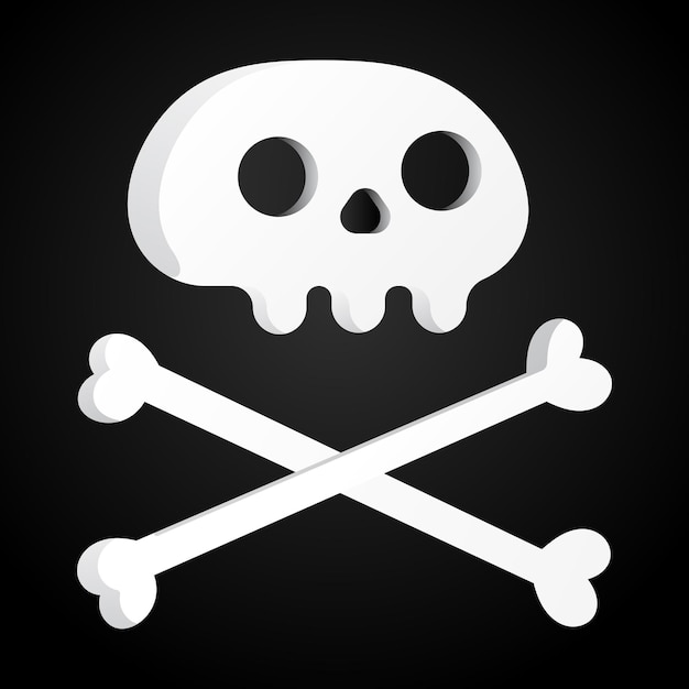 Simple flat style design scull with crossed bones icon sign vector illustration