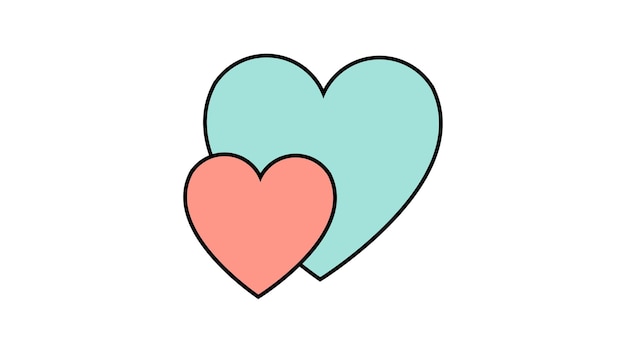 Simple flat style icon of a beautiful two hearts in love for the feast of love on Valentine's Day