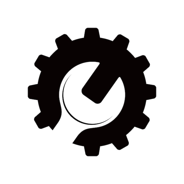 Vector simple flat style tool cogwheel wrench icon shape symbol