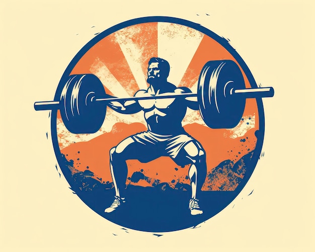 Vector simple flat vector design of a weight lifting logo gym logo of strongman