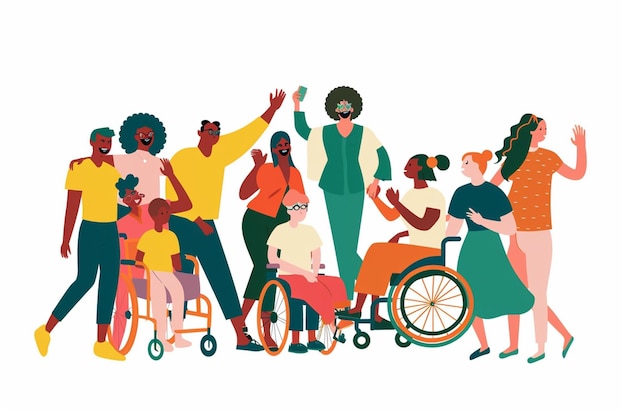 Vector simple flat vector illustration of a diverse