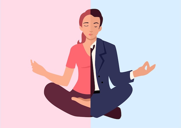 Vector simple flat vector illustration of man and woman doing yoga