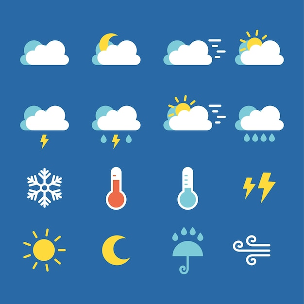 Simple flat weather forecasting symbol illustration