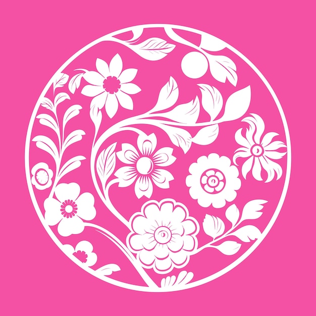 Vector simple floral in the circle