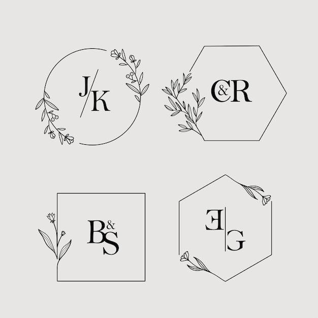 simple floral frame with initial letter