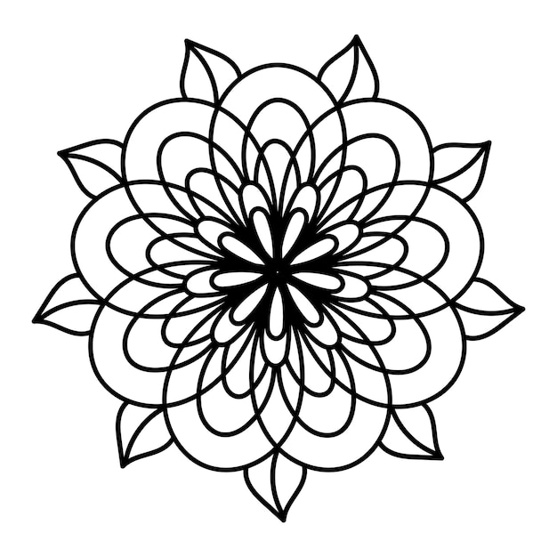 Vector simple floral mandala shape for coloring book outline flower template isolated on white background