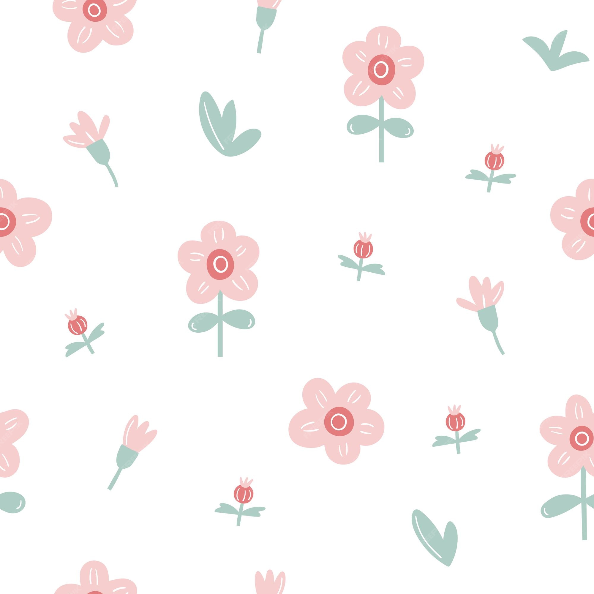 Premium Vector | Simple floral seamless pattern. cute flowers on white  background. design for kids clothes, textile