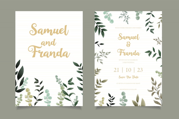 Vector simple floral wedding invitation card template