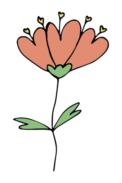 Semplice fiore clipart doodle floreale disegnato a mano per la stampa del logo di arredamento del web design