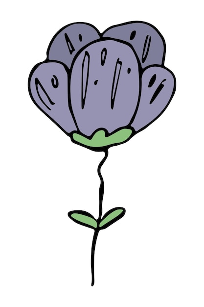 Simple flower clipart Hand drawn floral doodle For print web design decor logo