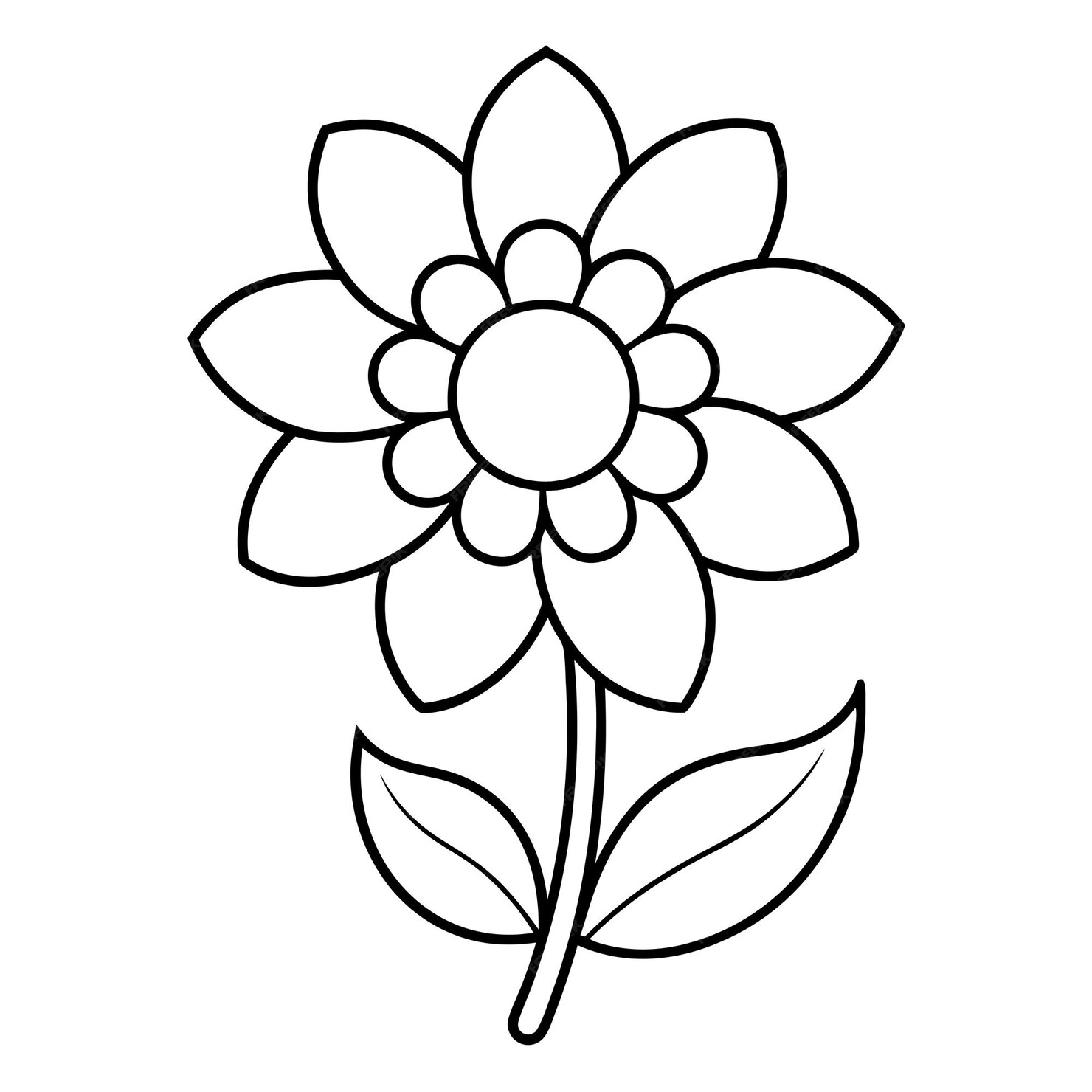 Simple Flower Coloring Page for Kids and Adults Premium AIgenerated